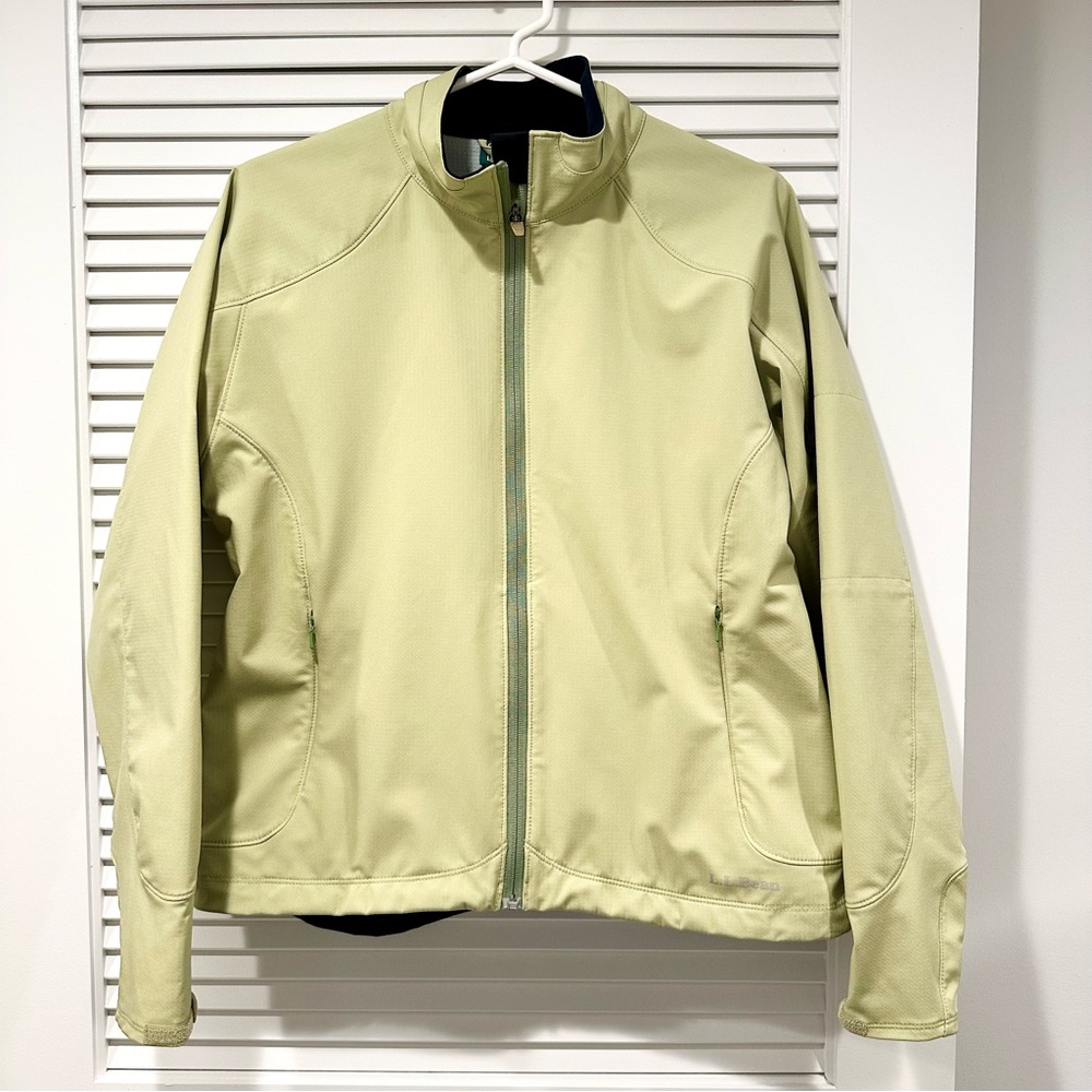 L.L. Bean Nylon Full Zip Jacket, Windbreaker, Light Green, Large
